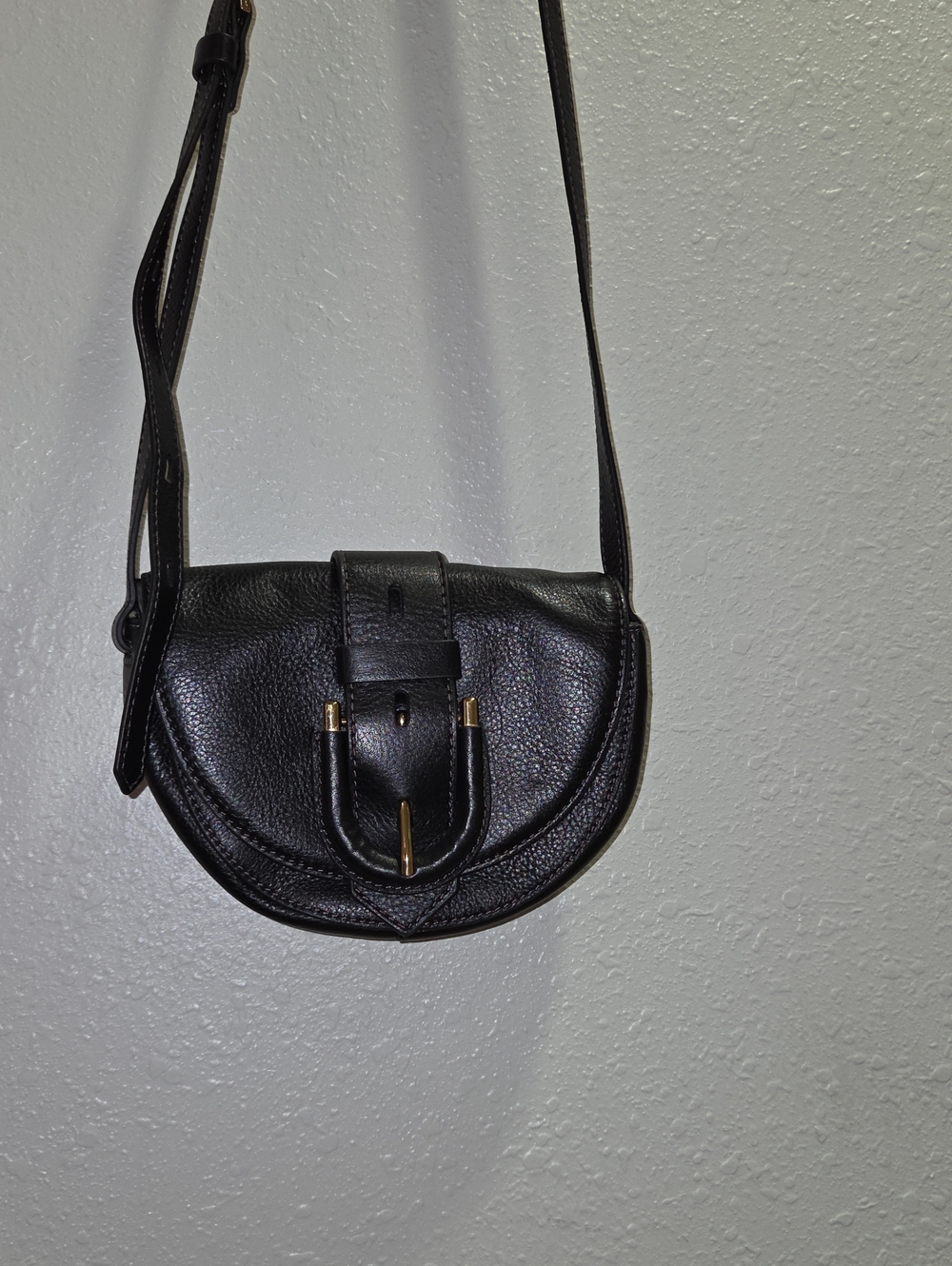 Fossil Black Leather Crossbody Saddle Bag